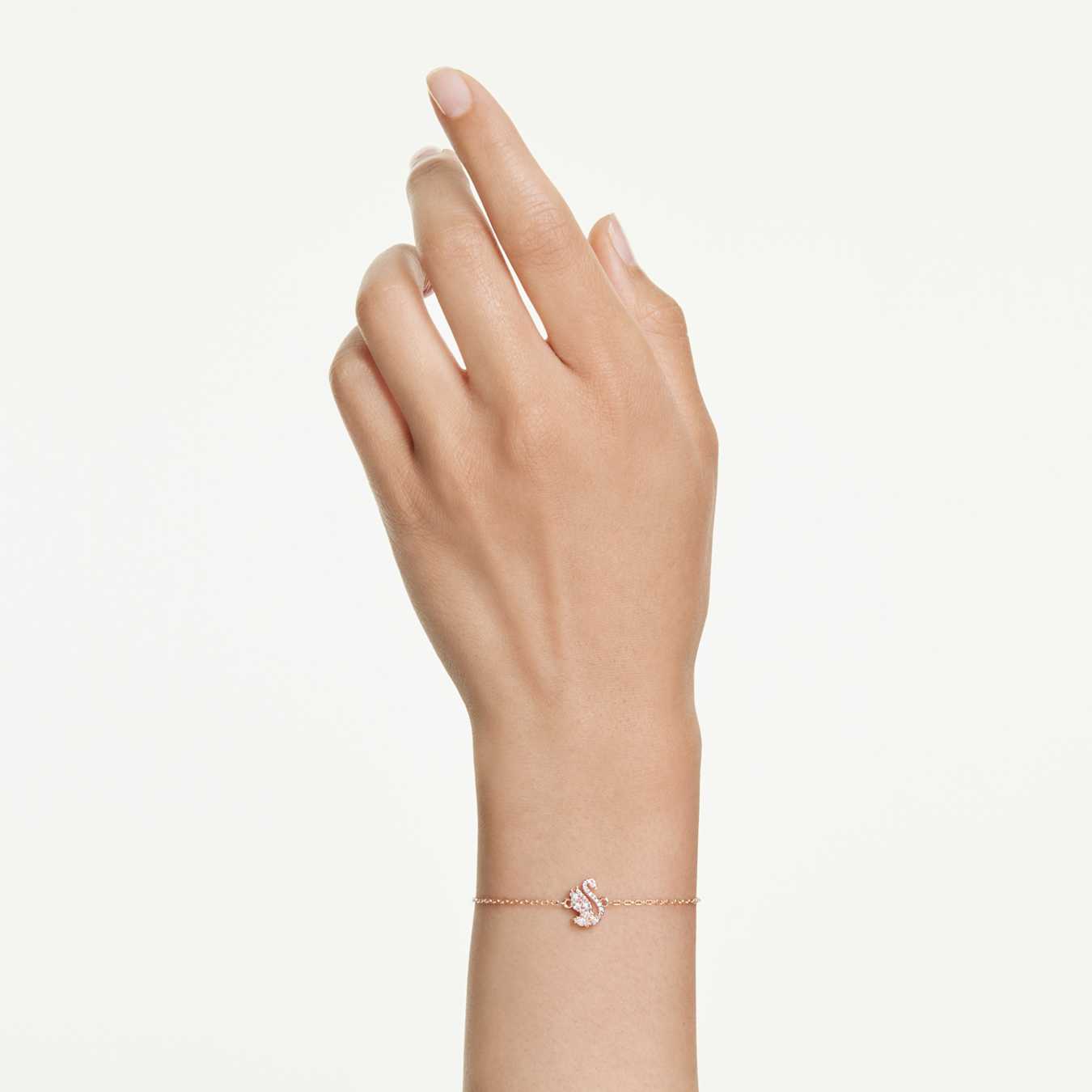 Swarovski Swan Bracelet, various cuts, swan, white, rose gold alloy layer