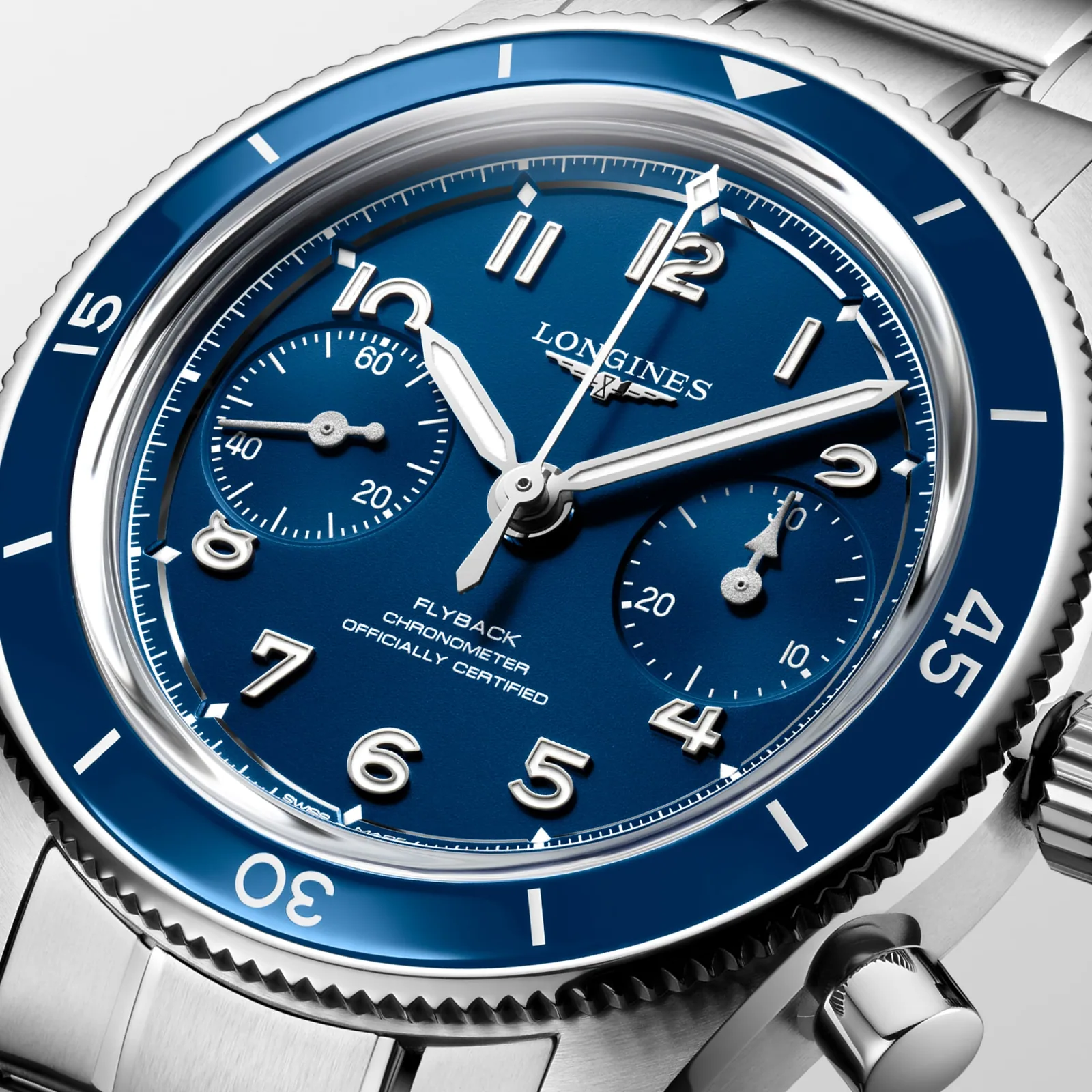 Longines Spirit Pilot Flyback Blau steel bracelet 39,5 mm Men’s Watch L3.721.4.93.6