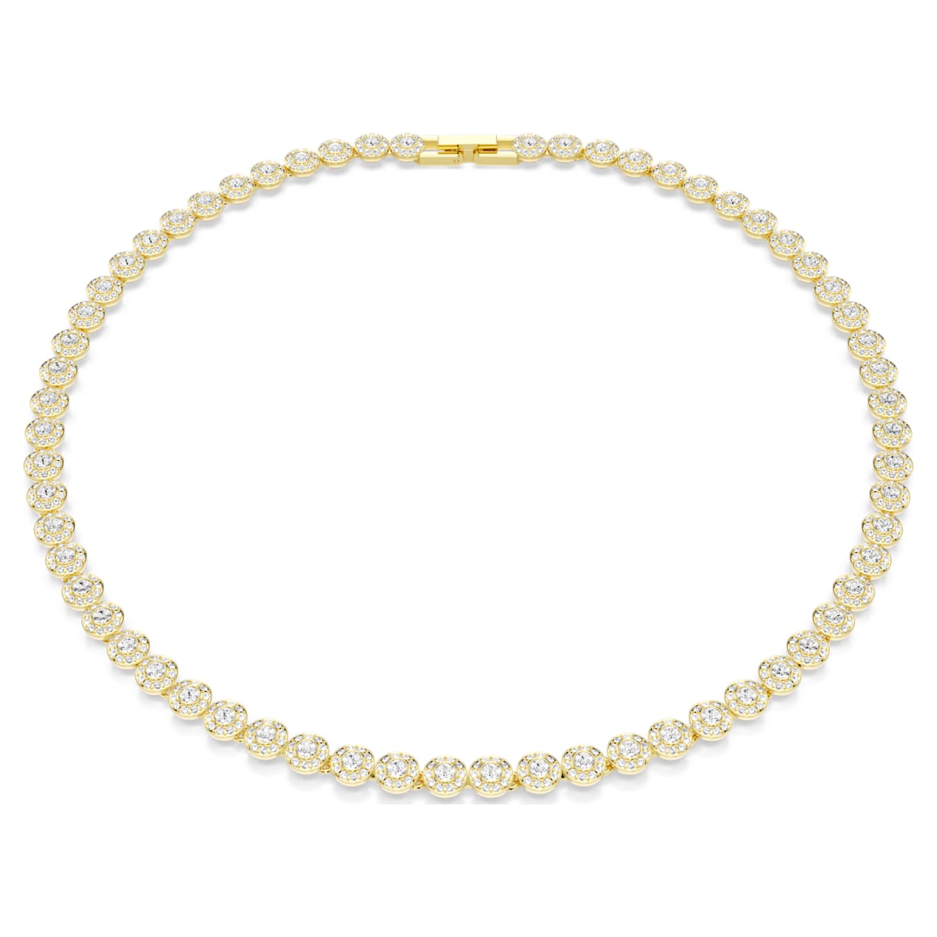 Swarovski Una Angelic necklace, round cut, small, white, gold alloy layer