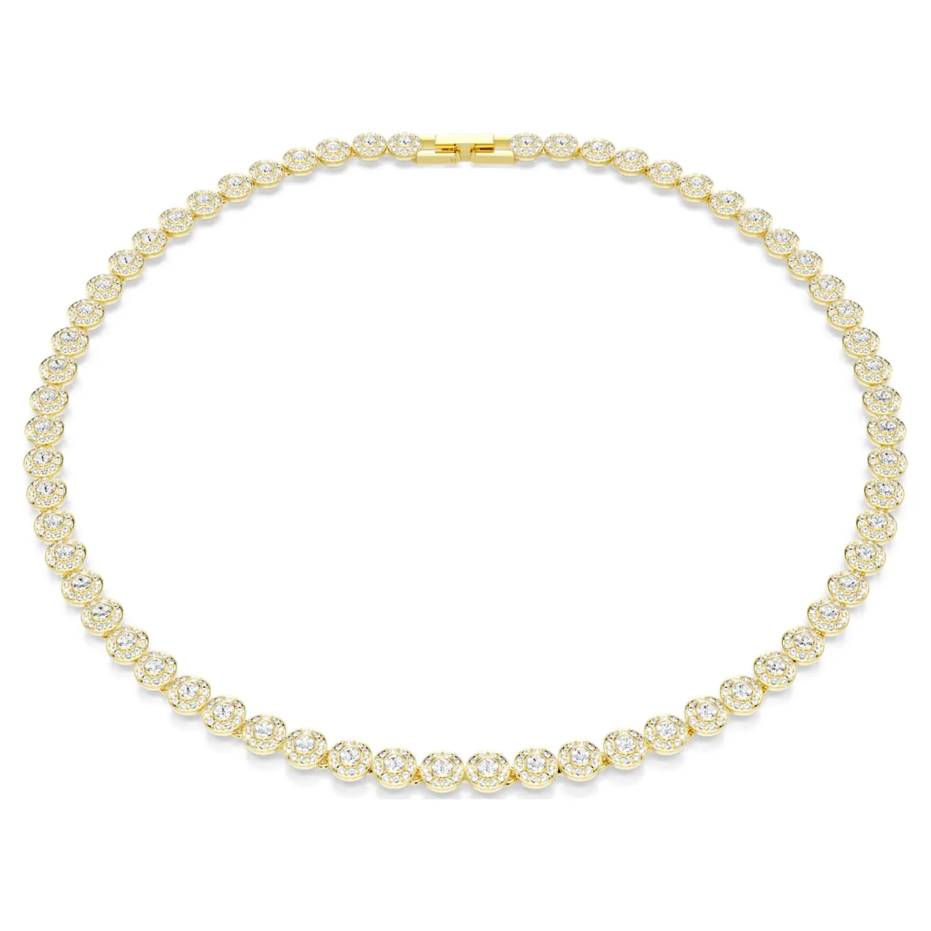 Swarovski Una Angelic necklace, round cut, small, white, gold alloy layer