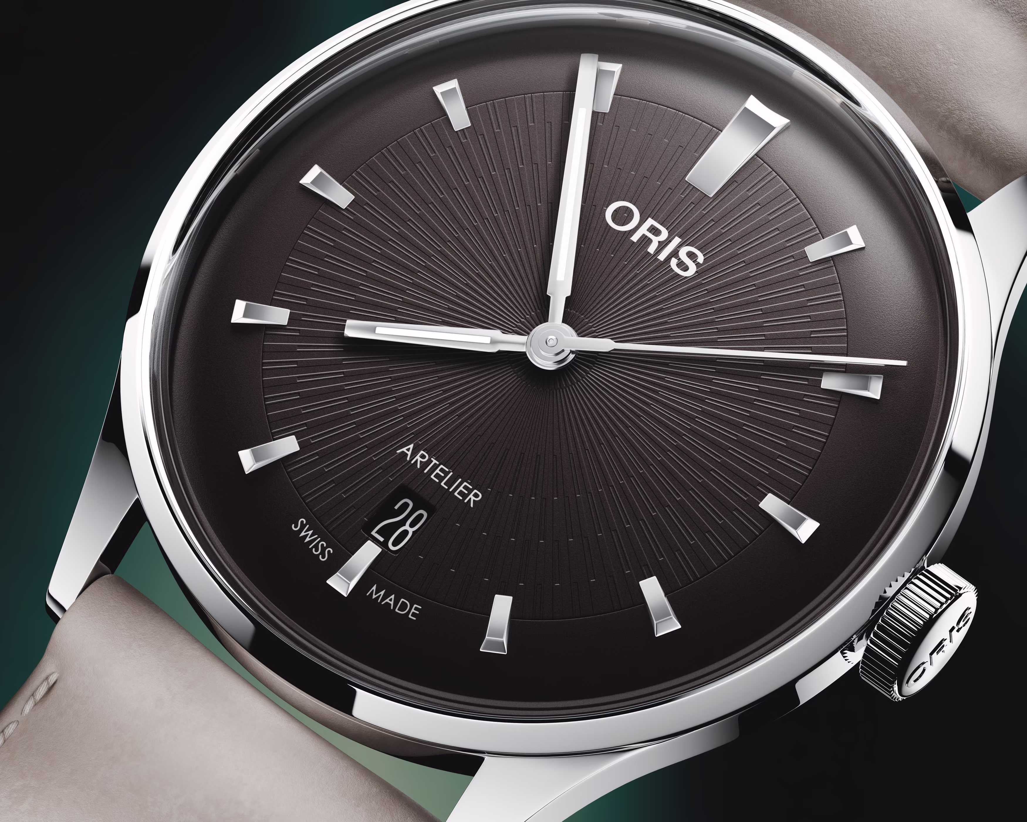 Oris Artelier Date, 38mm, automatic, leather strap, black men's watch 01 733 7810 4054-07 6 ​​20 18FC