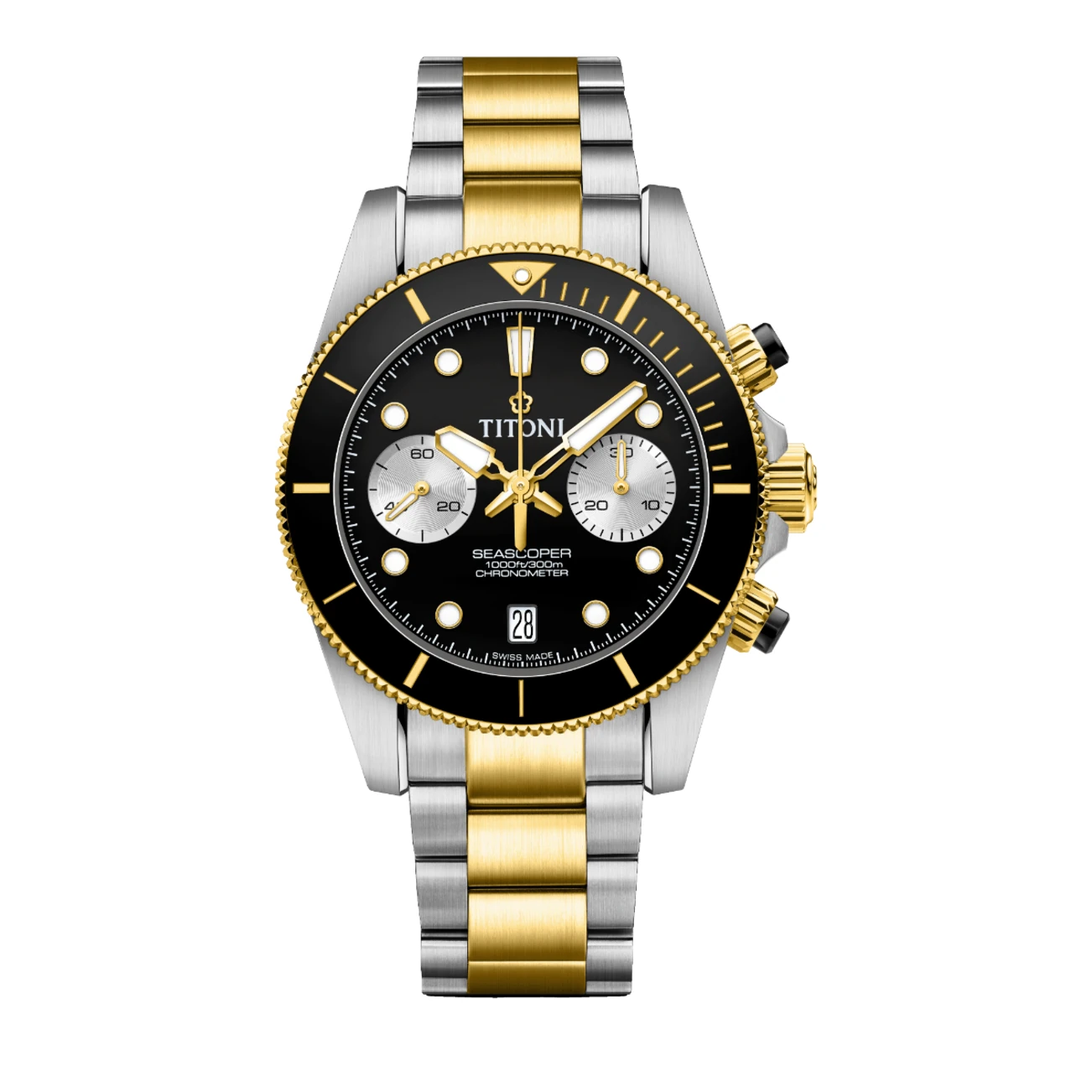 Titoni Seascoper Chronograph Bicolor Men's Watch 94300 SY-BK-731