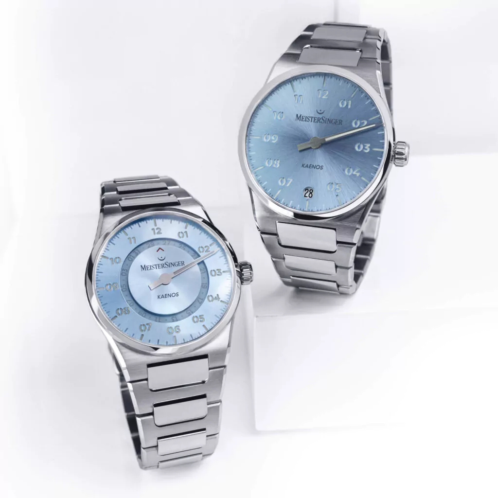 Meister Singer Kaenos, sunburst ice blue, automatic men's watch KS914