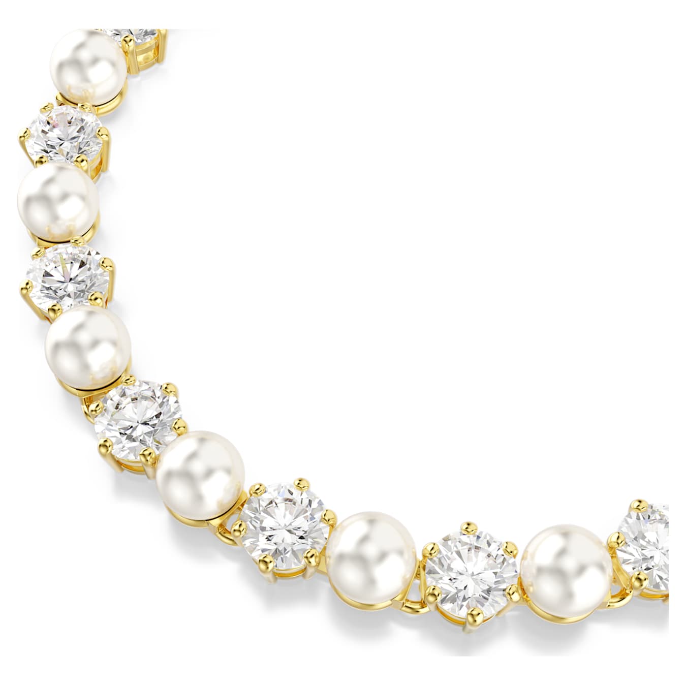 Swarovski Matrix Tennis Bracelet Crystal Bead, Round Cut, White, Gold Alloy Layer