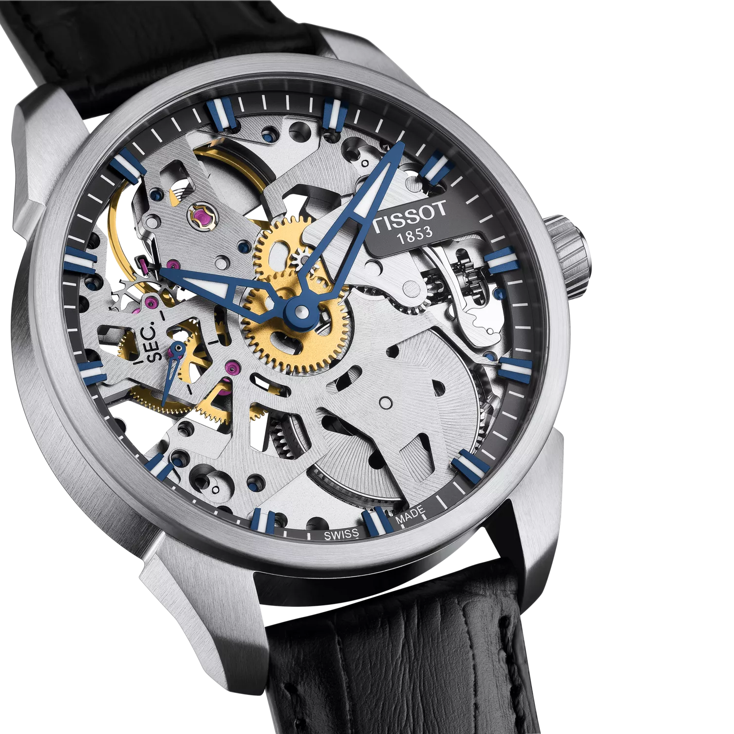Tissot T-Complication Squelette 43mm, Swiss hand-wound movement, mechanical movement, men's watch T070.405.16.411.00