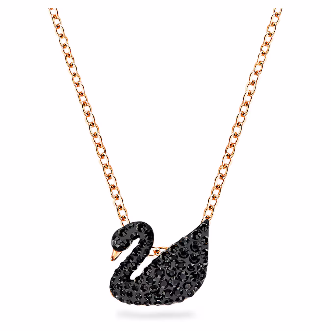 Swarovski Swan Pendant, Small, Black, 18k rose gold plated