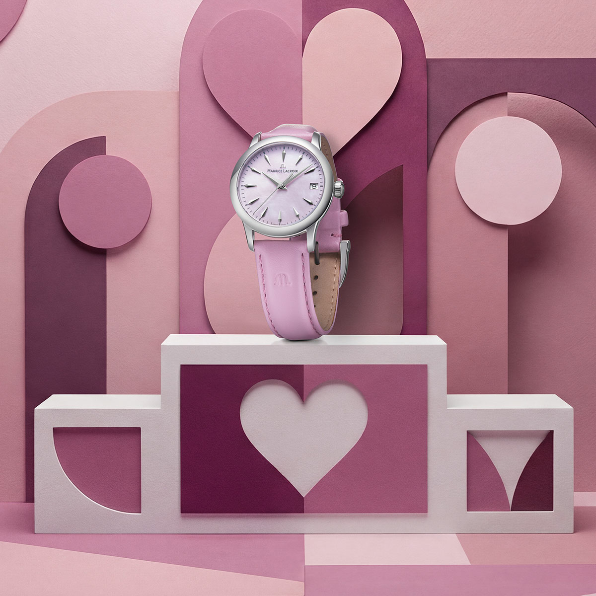 Maurice Lacroix 1975 Quartz 33mm, quartz movement, leather strap, pink ladies' watch 751006-SS001-560-6