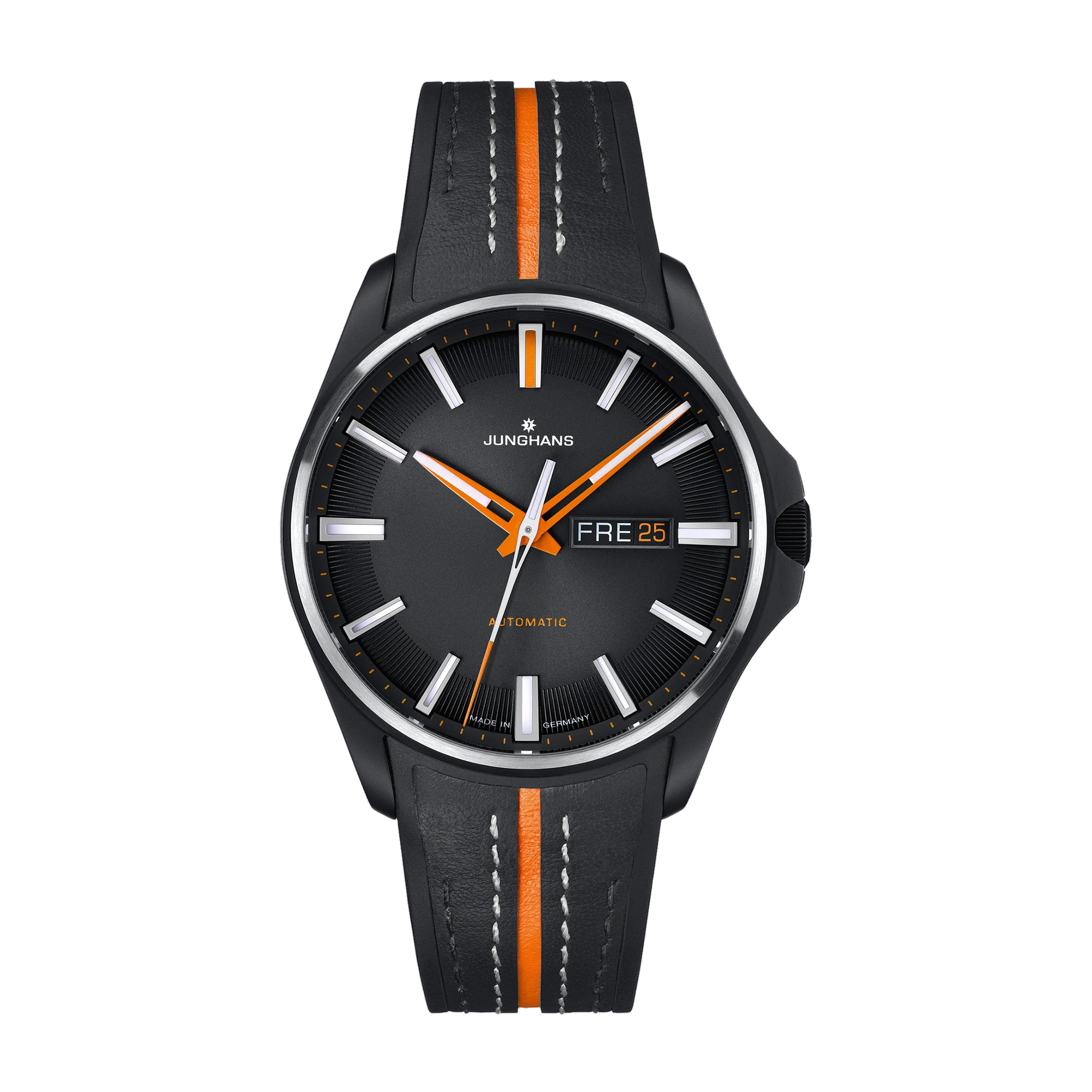 Junghans Meister S Automatic, rubber strap with leather inlay, power reserve up to 38 hours, men's watch 27/4612.00