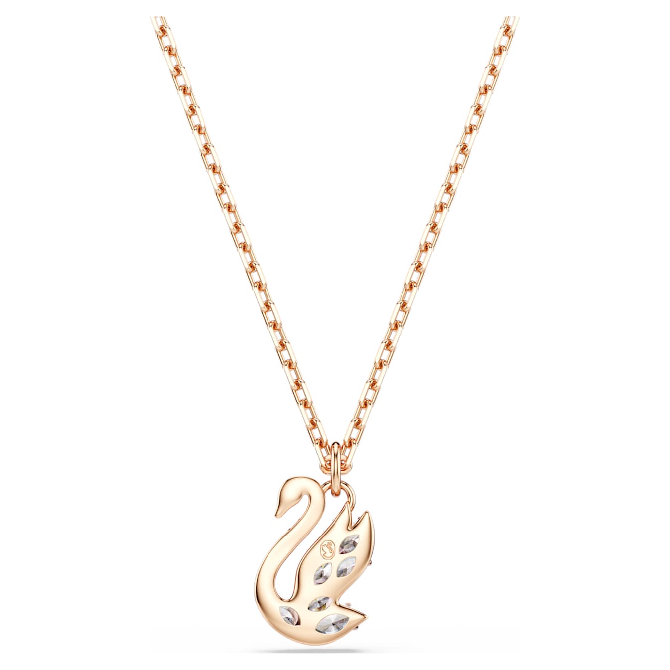 Swarovski Swan Pendant, Various Cuts, Swan, White, Rose Gold Alloy Layer
