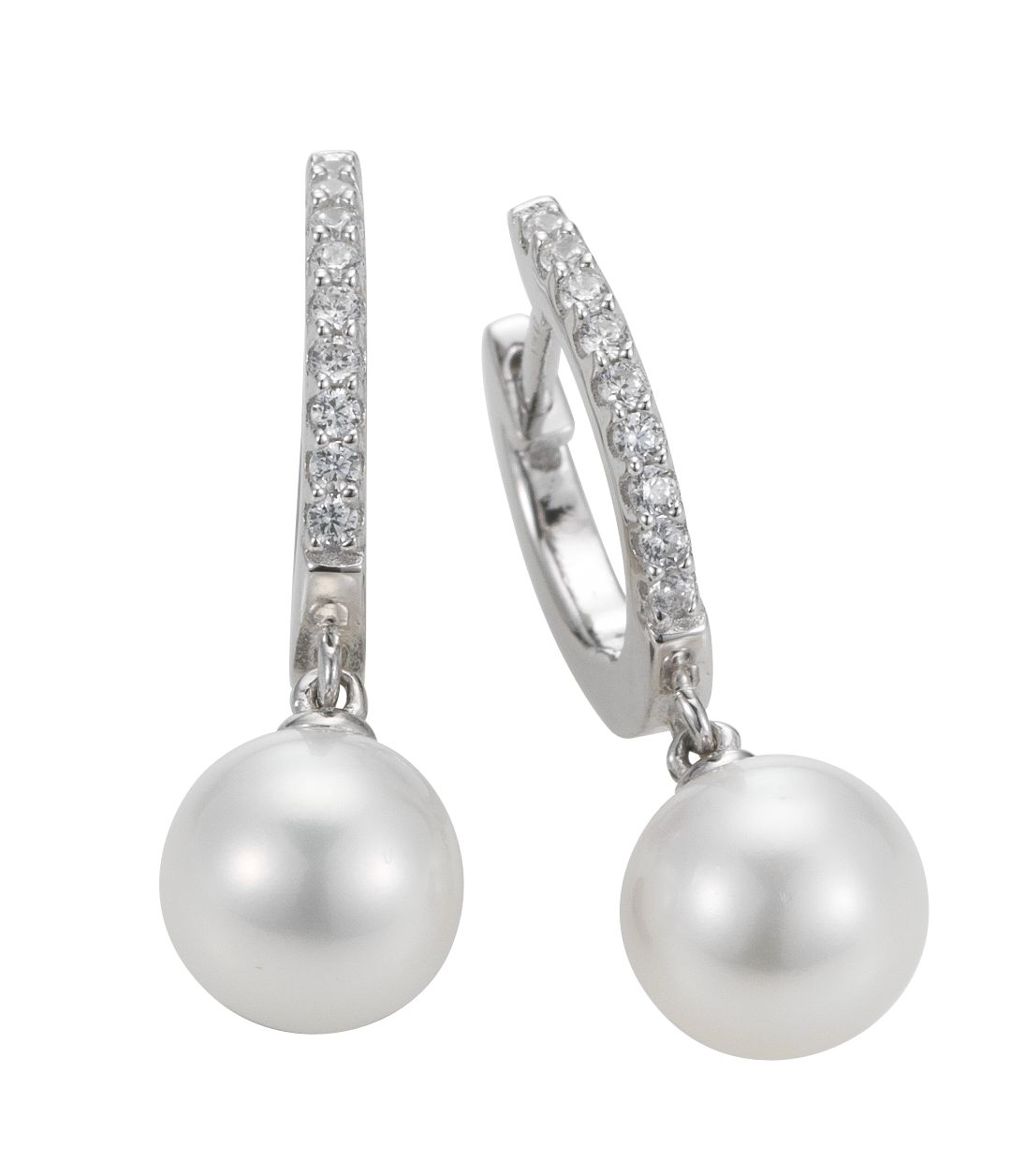 Adriana hoop earrings rhodium-plated silver with freshwater pearls and zirconia G9-94