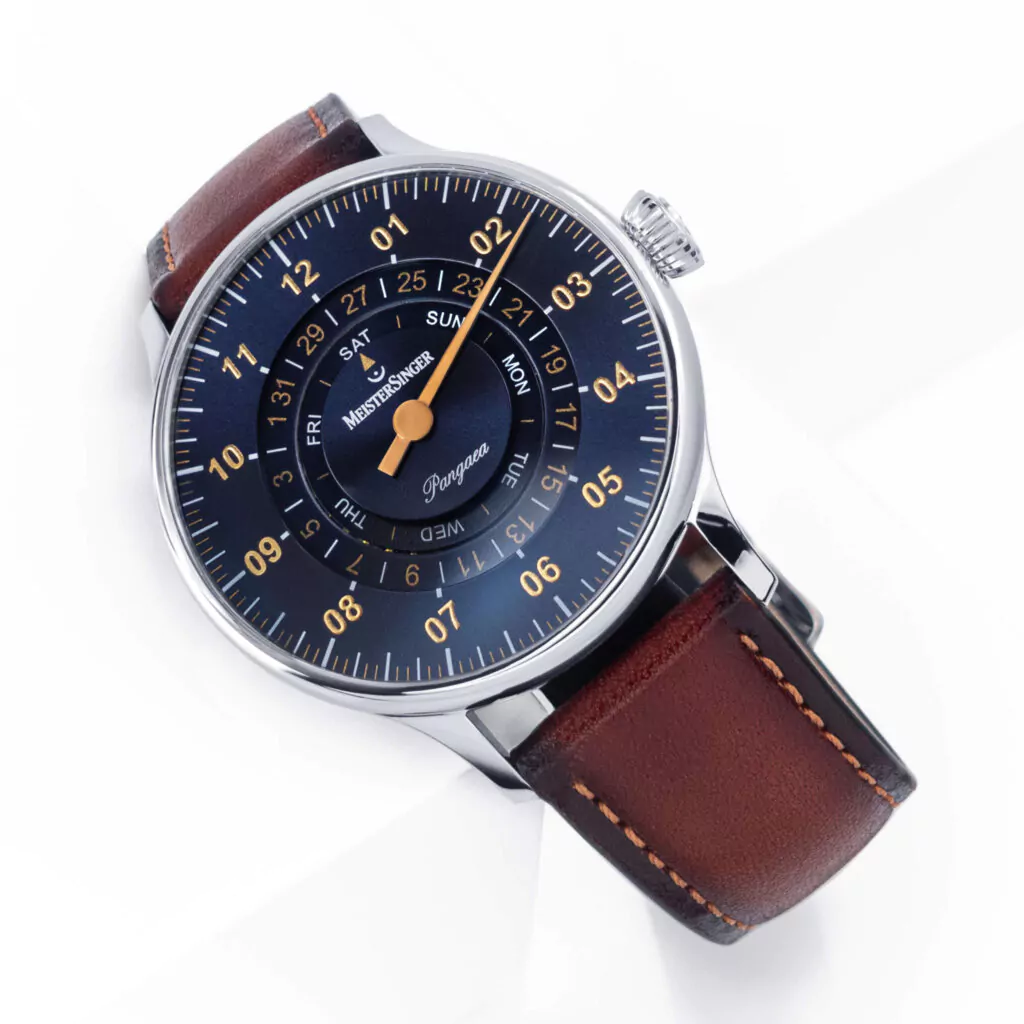 Meister Singer Pangaea Day Date, Automatic, Steel Blue with Gold Men's Watch PDD917G