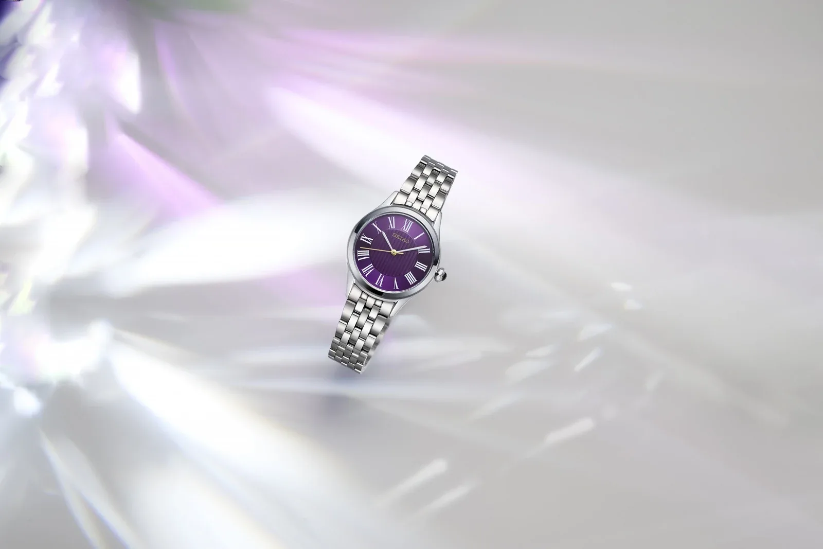 Seiko Classic Quartz 30 mm Steel Bracelet Purple Ladies Watch HGH004P1