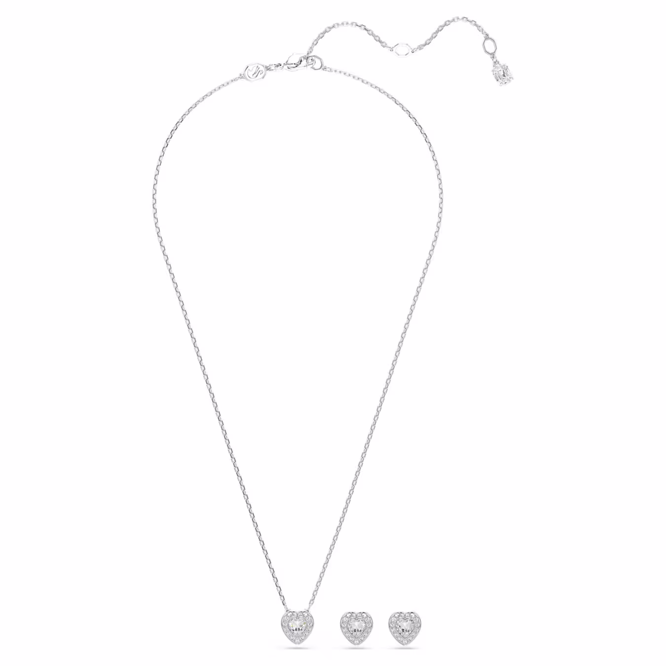Swarovski Ariana Grande x Swarovski Set Various Cuts, Heart, White, Rhodium Plated