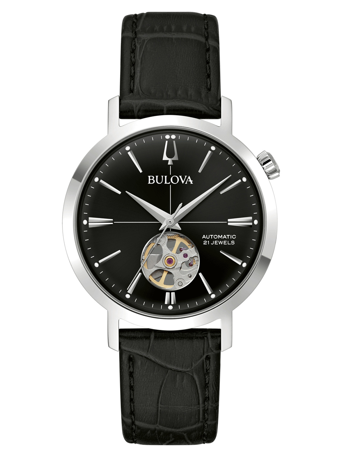 Bulova Aerojet Automatic 42-hour power reserve, leather strap men's watch 96A317
