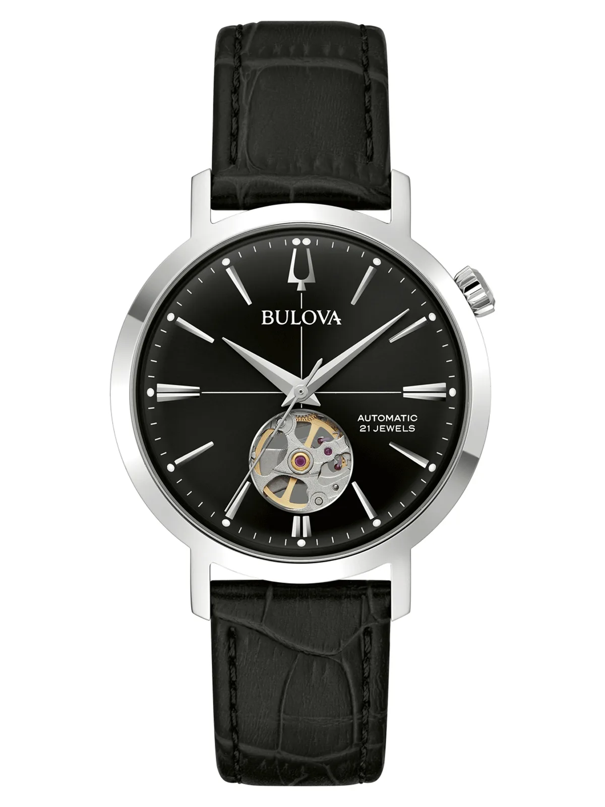 Bulova Aerojet Automatic 42-hour power reserve, leather strap men's watch 96A317