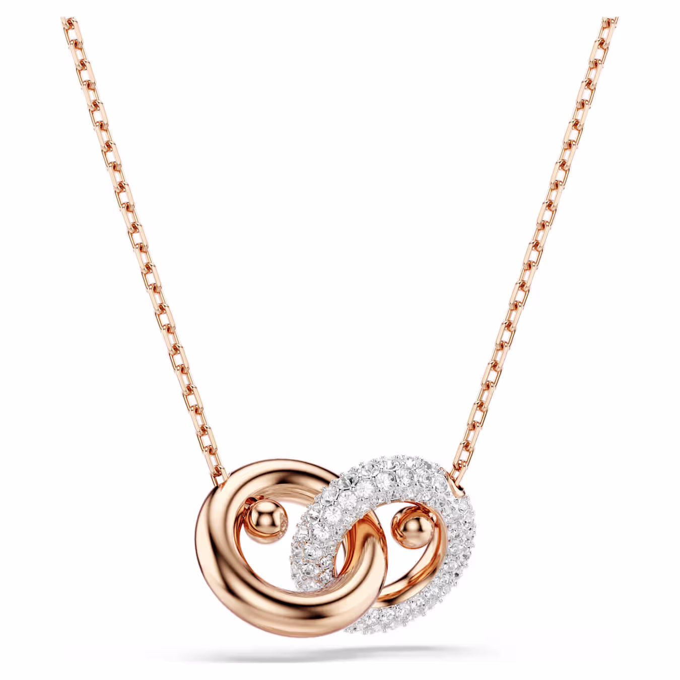Swarovski Dextera pendant, round cut, white, rose gold alloy layer