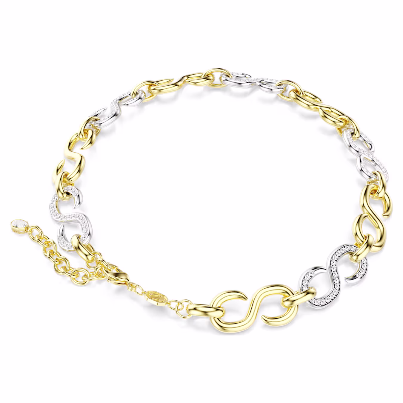 Swarovski Dextera necklace, round cut, chain, white, metal mix