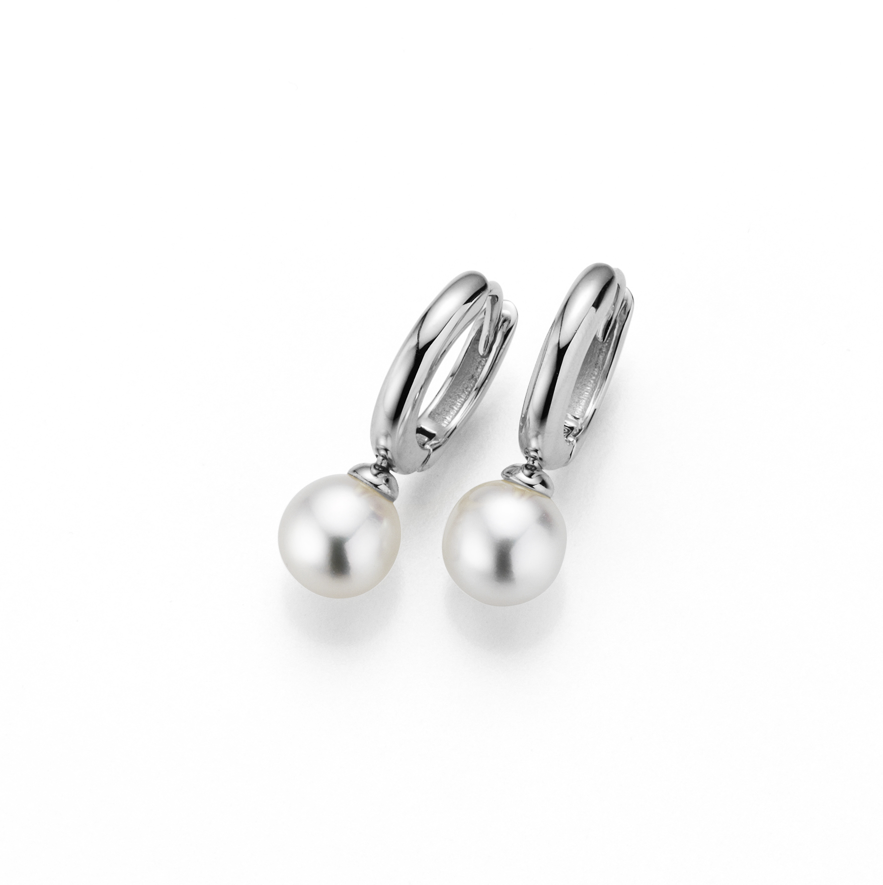 Adriana hoop earrings rhodium-plated silver with freshwater pearls G7-94