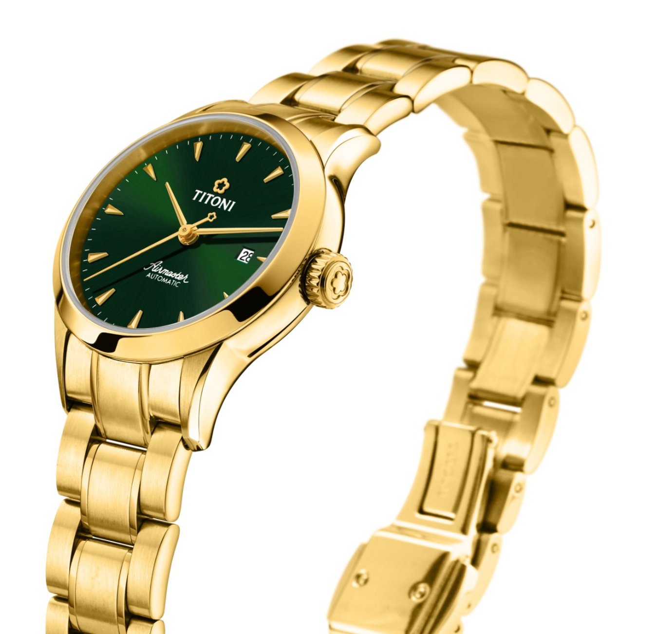 Titoni Airmaster Automatic Yellow Gold, Green Ladies Watch 23733G-673