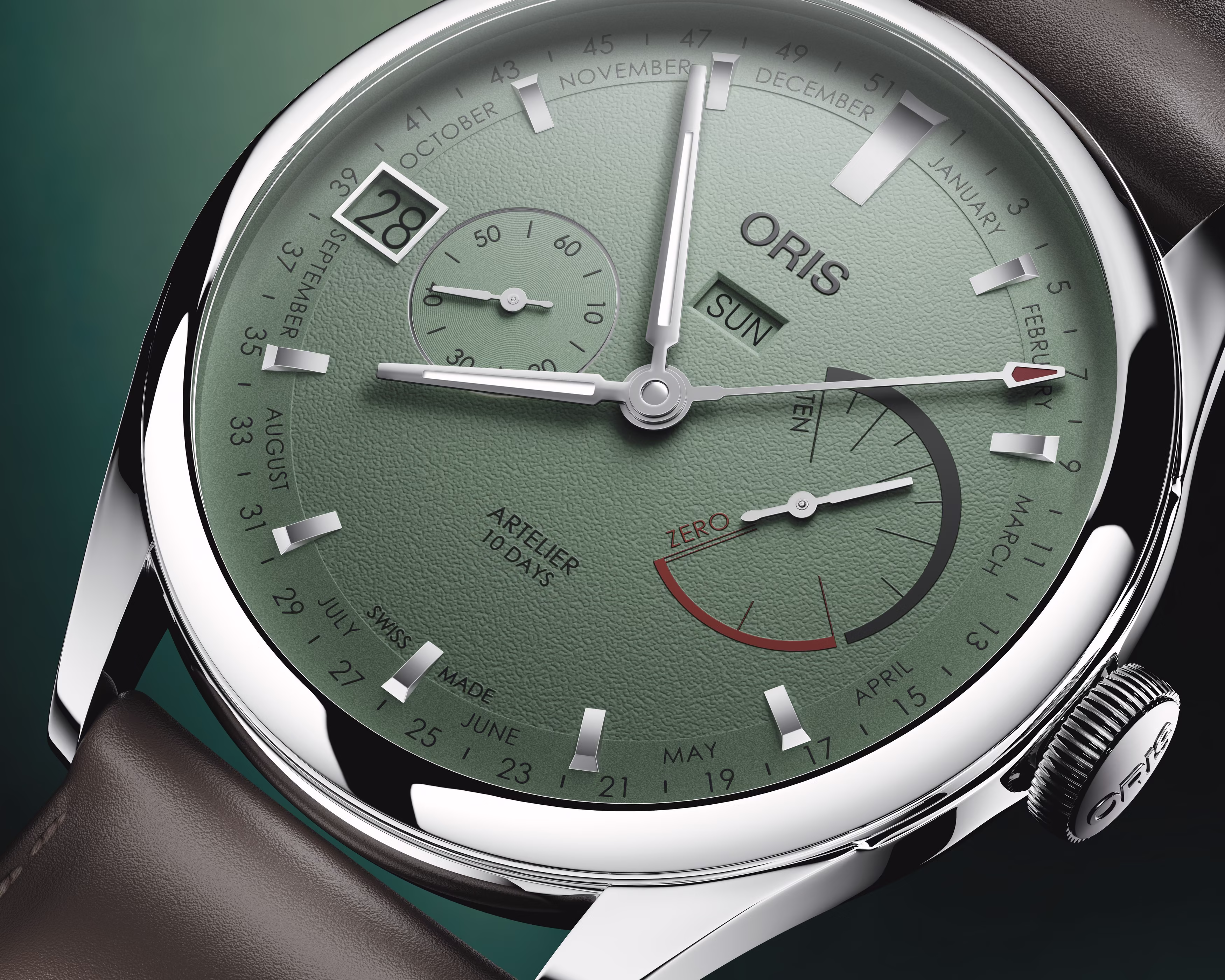 Oris Artelier Calibre 113, 43mm, leather strap, 10-day power reserve, green men's watch 01 113 7806 4057-07 5 22 96FC