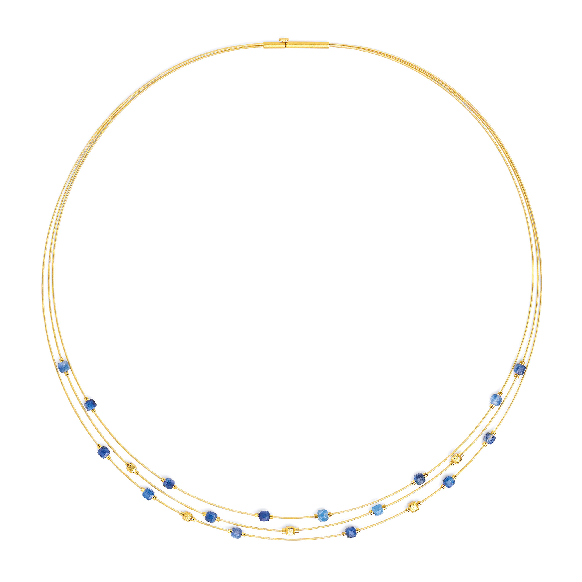 Bernd Wolf Cusceno Cubes design line necklace, kyanite, 24-karat gold plated
