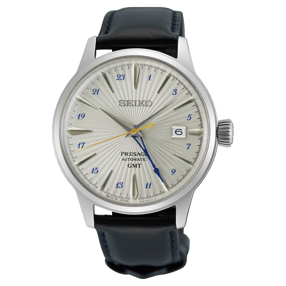 Seiko Presage Cocktail Time 40.5mm, leather strap, safety folding clasp, power reserve approximately 41 hours, men's watch SSK049J1