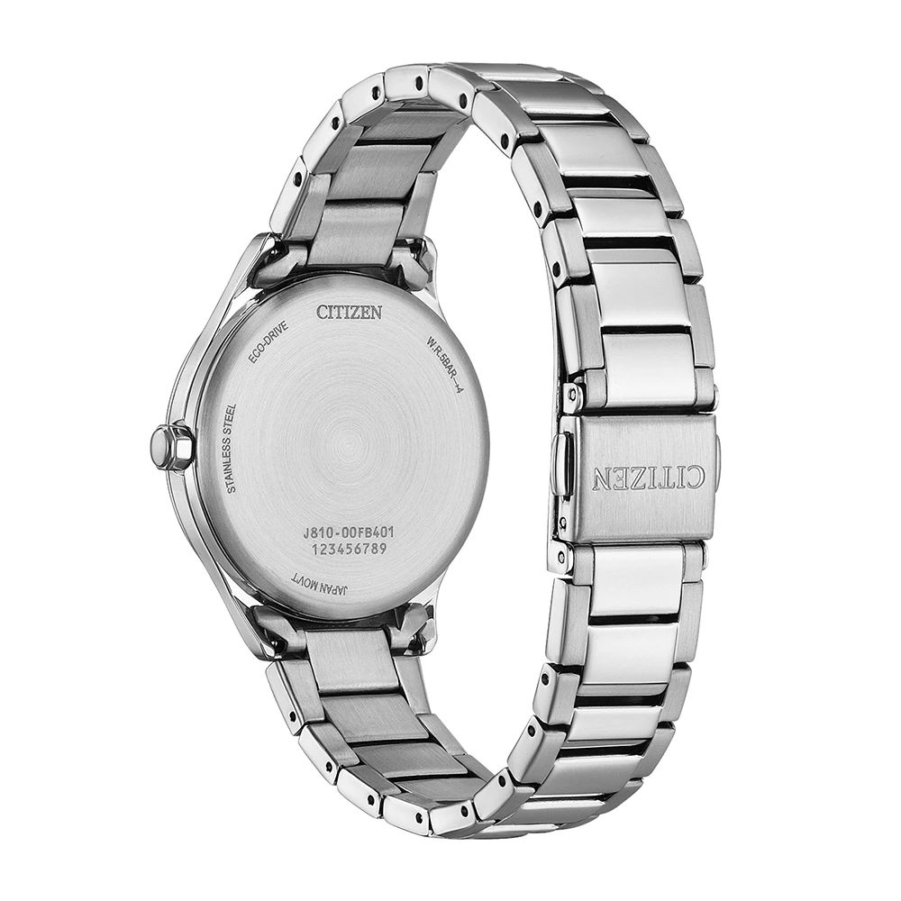 Citizen Eco-Drive Analog Quartz, Stainless Steel White, 33.5mm Women's Watch FE6121-67A