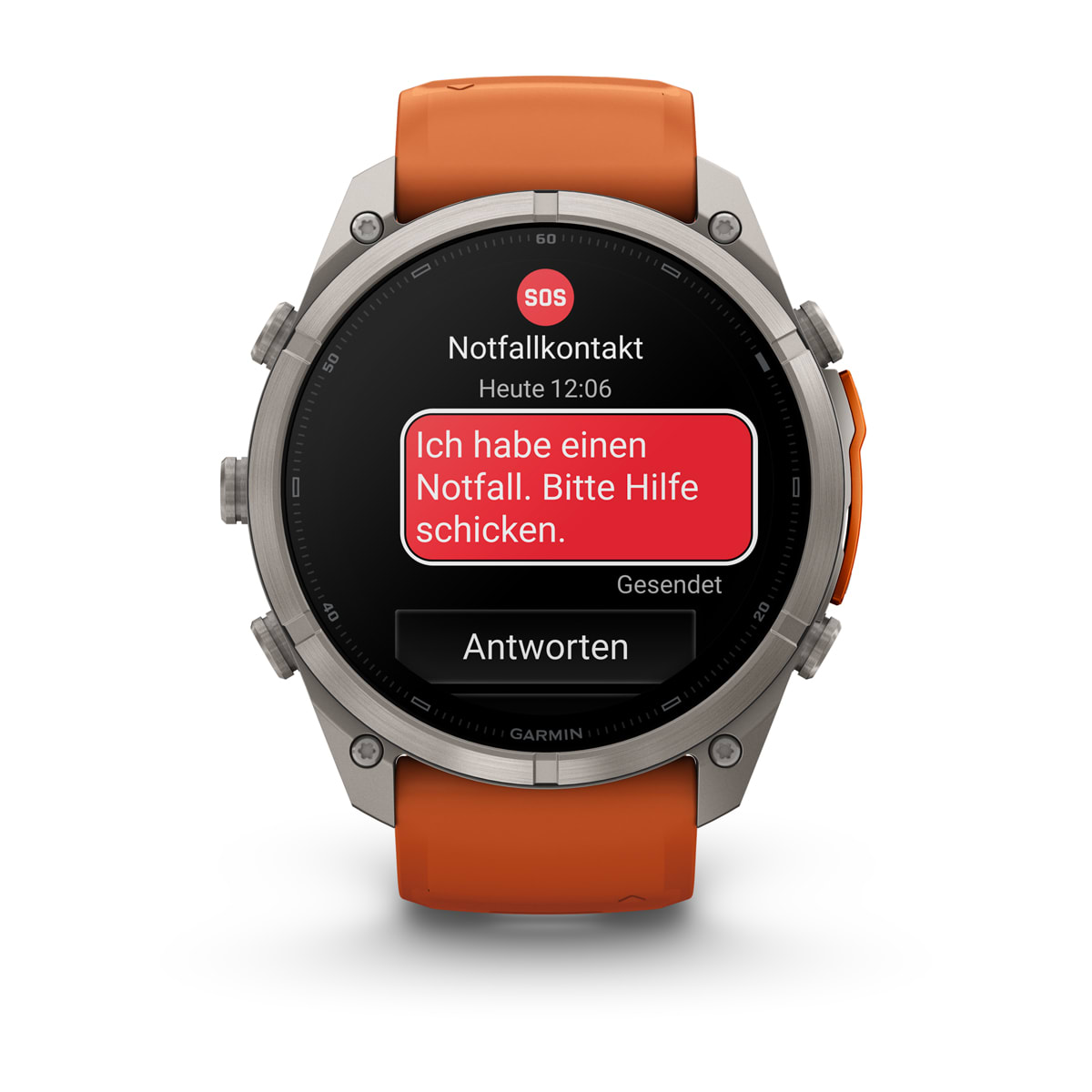 Garmin fēnix® 9 Pro inReach® - 51 mm AMOLED Sapphire Titanium with Autumn Orange/Spark Orange Silicone Band 010-04337-01