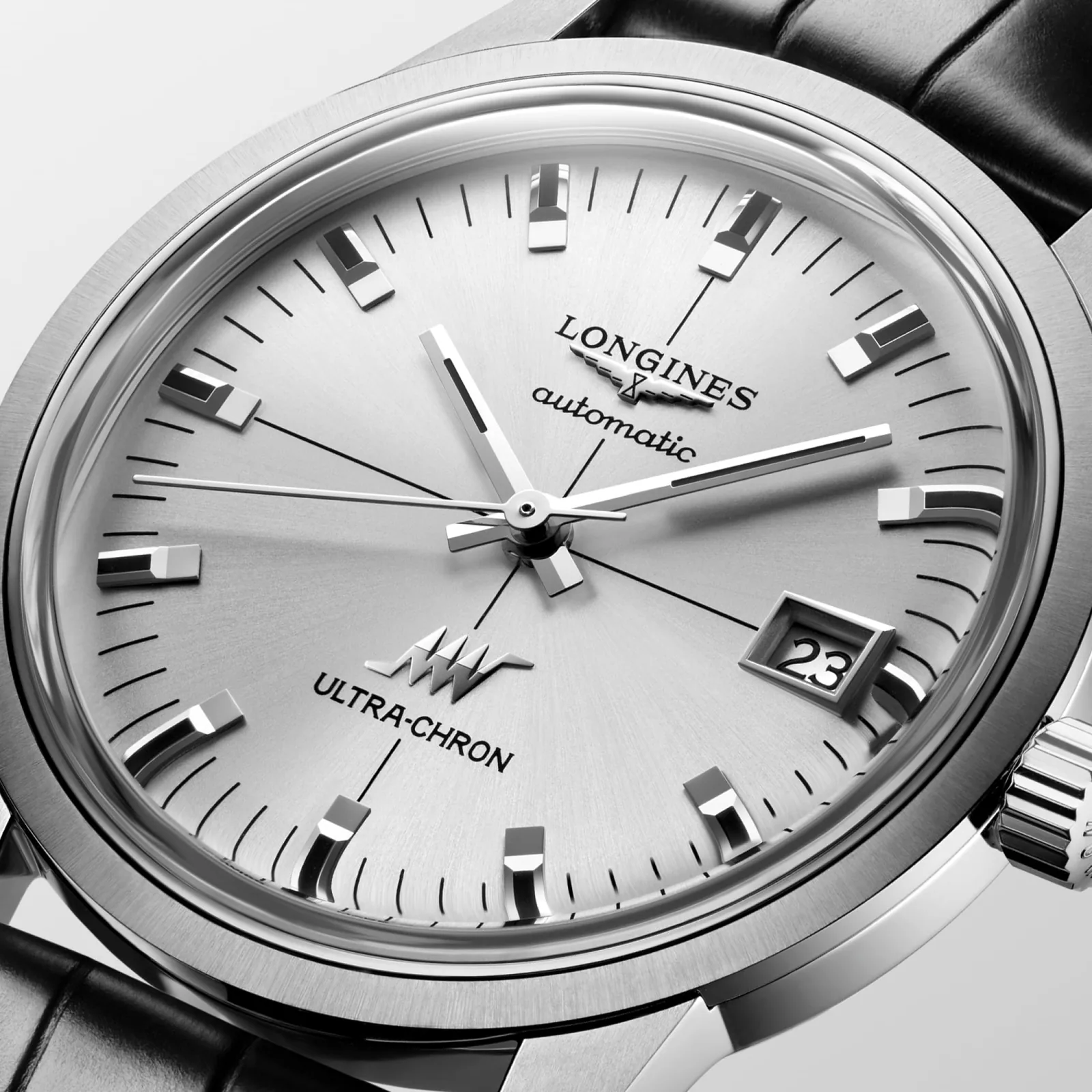 Longines Ultra-Chron Classic Silber schwarz leather strap 37 mm Men’s Watch L2.537.4.72.2
