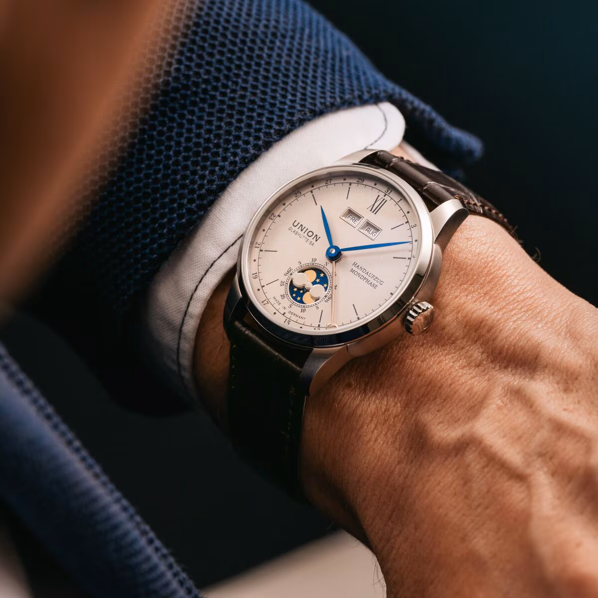 Union Glashütte 1893 Johannes Dürrstein Edition "Double Moon Phase" 41 mm, automatic, 60-hour power reserve men's watch D007.458.16.039.00