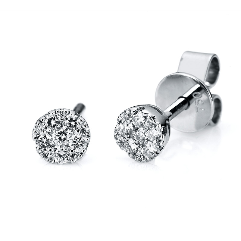 Illusion stud earrings 14kt 585 white gold 0.23ct