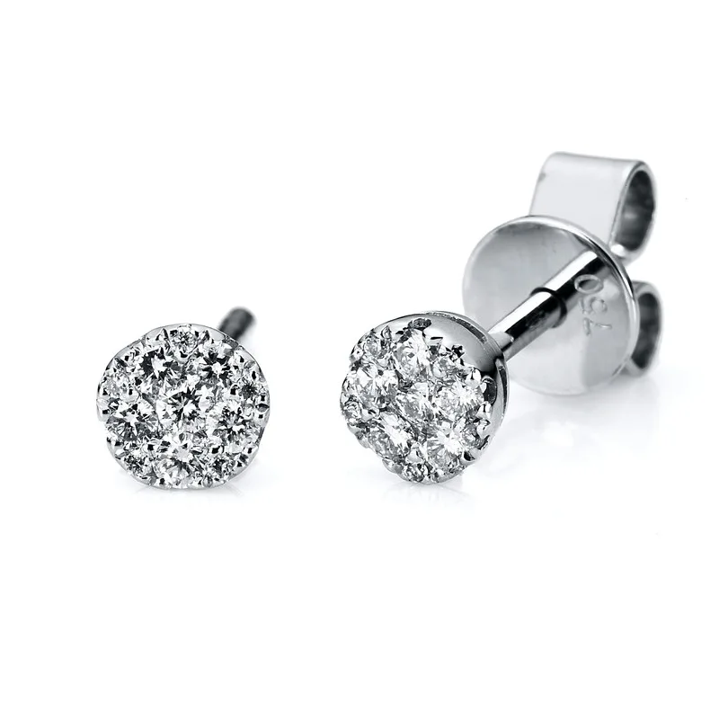 Illusion stud earrings 14kt 585 white gold 0.23ct