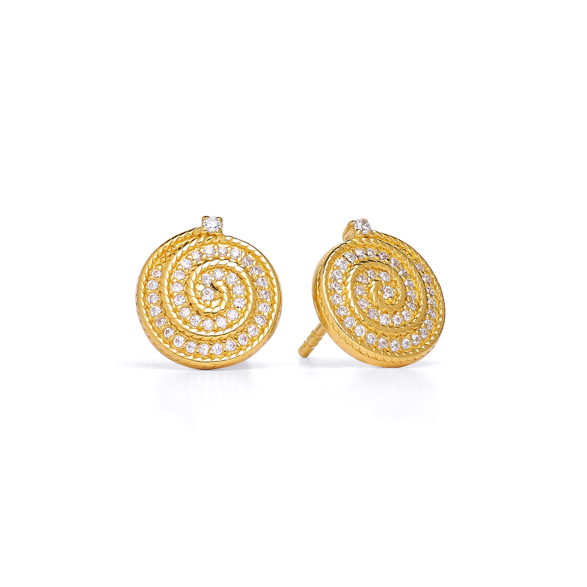 Bernd Wolf spiral plug, maritime design line, 24-karat gold-plated, zirconia