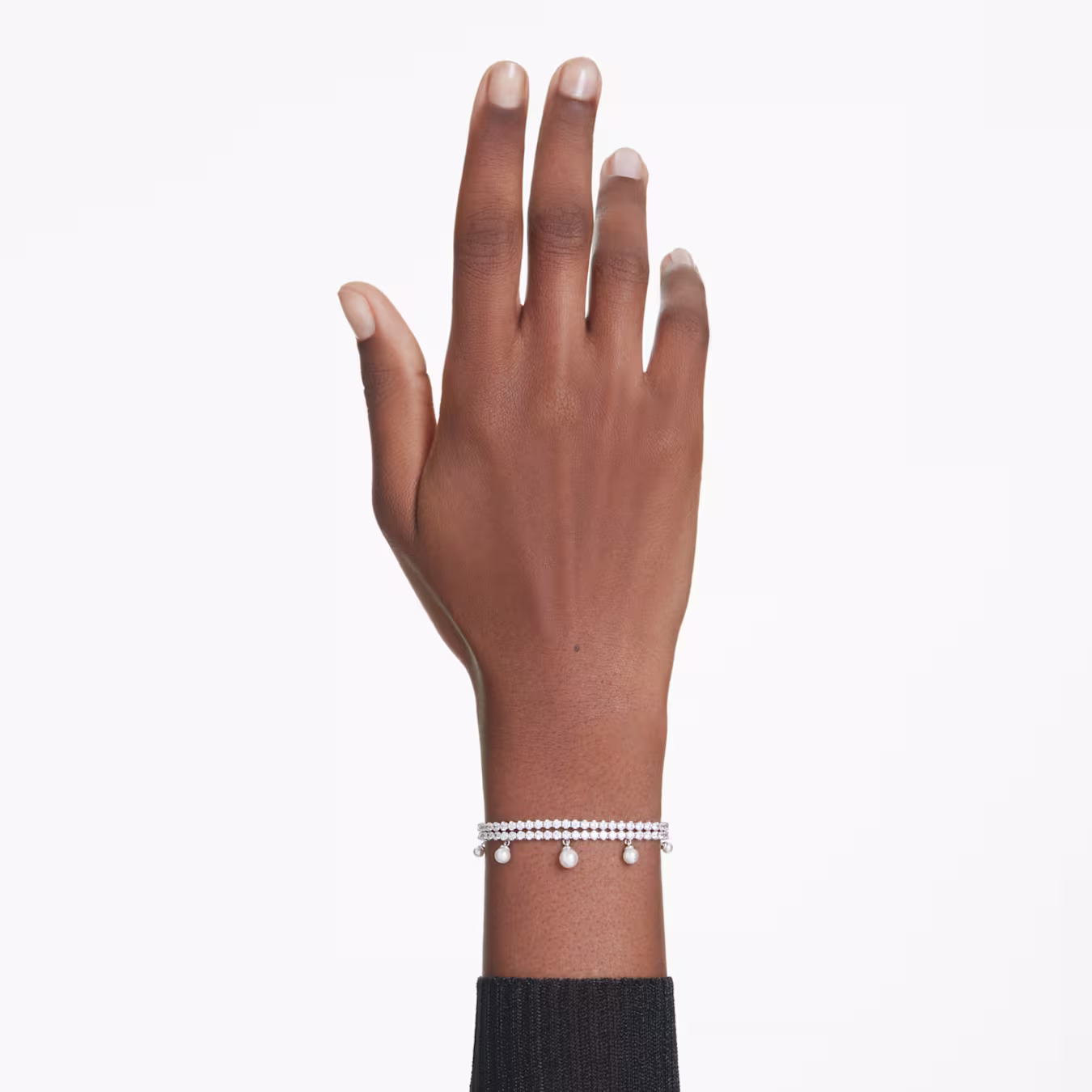 Swarovski Ariana Grande x Swarovski Armband Kristallperle, Rundschliff, Weiß, Rhodiniert