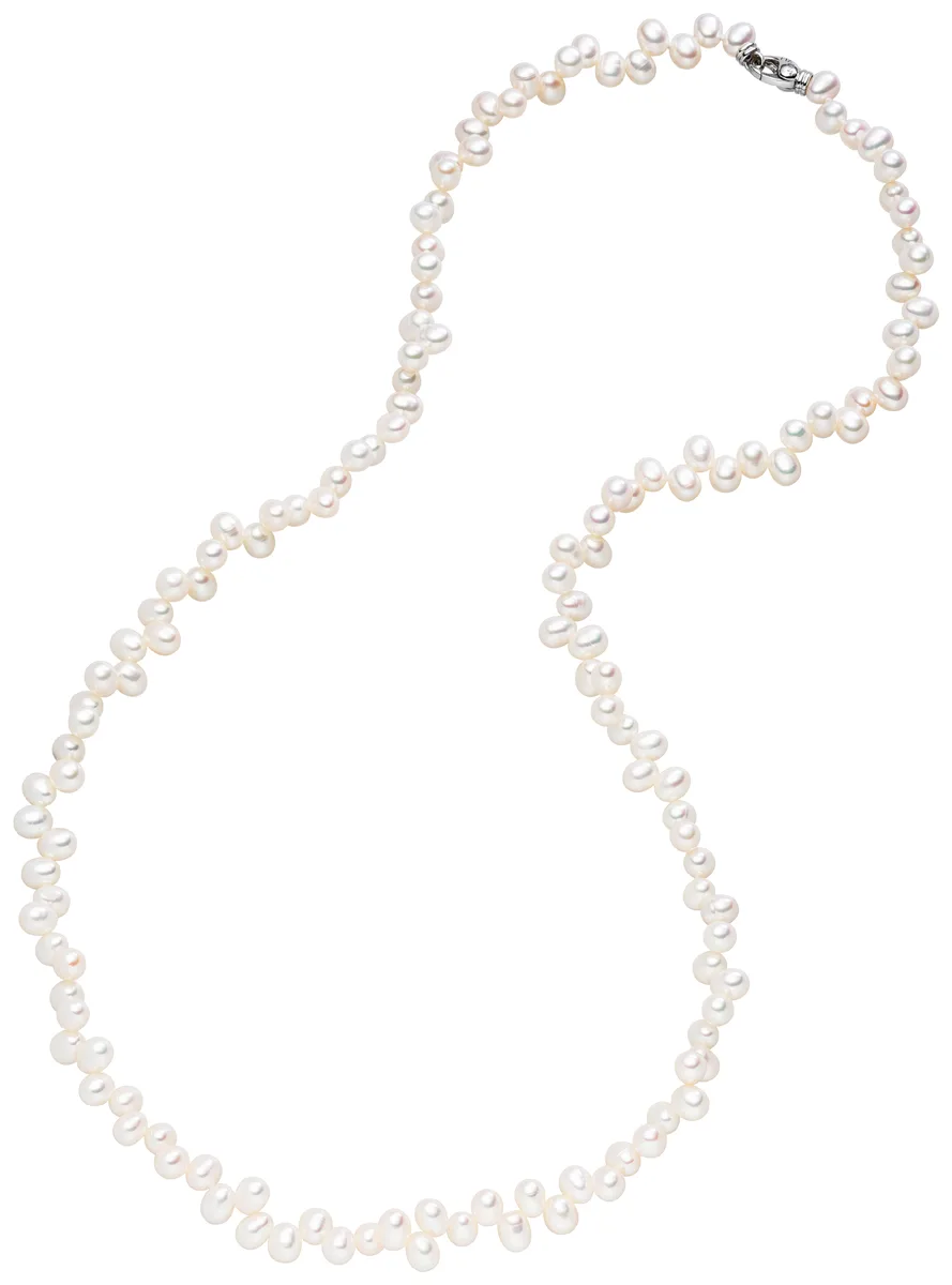Adriana Long pearl necklace made of teardrop top drilled freshwater pearls white V13