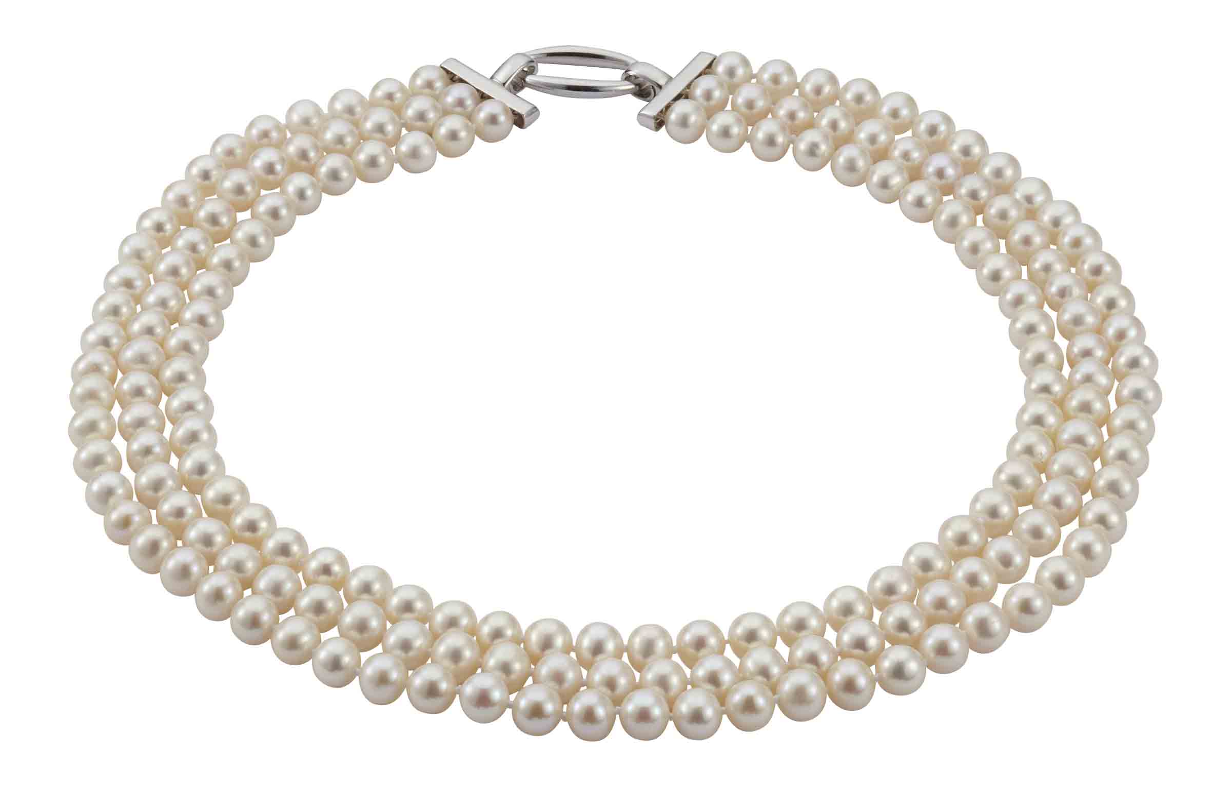 Adriana three-row pearl necklace freshwater pearls white V4