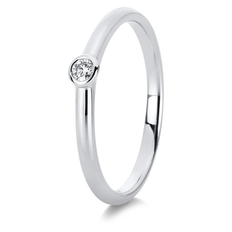 Engagement ring diamond solitaire ring 585 white gold 14kt 0.05ct ring size: 54