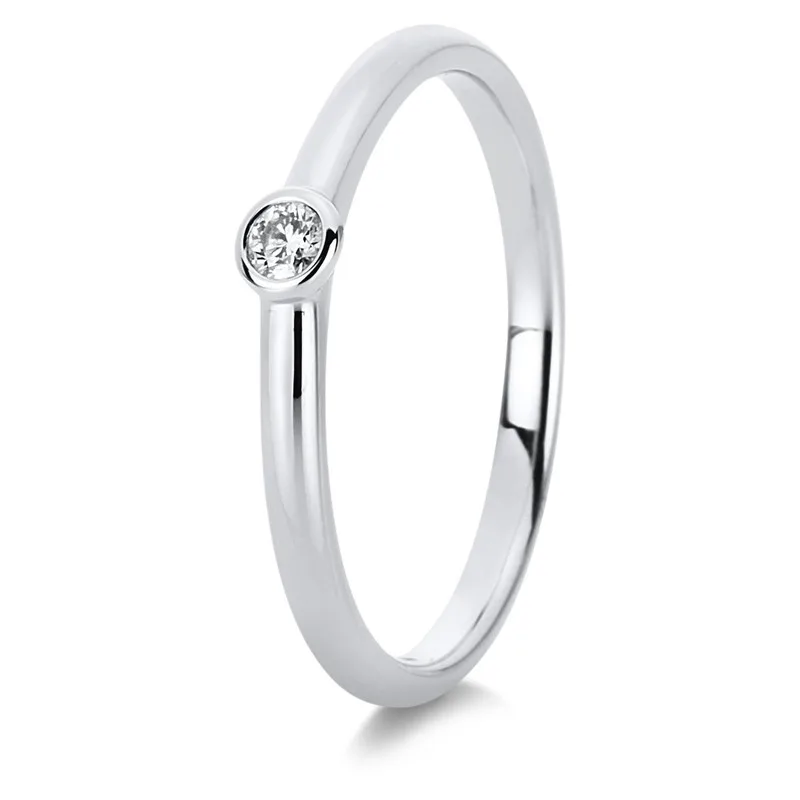Engagement ring diamond solitaire ring 585 white gold 14kt 0.05ct ring size: 54