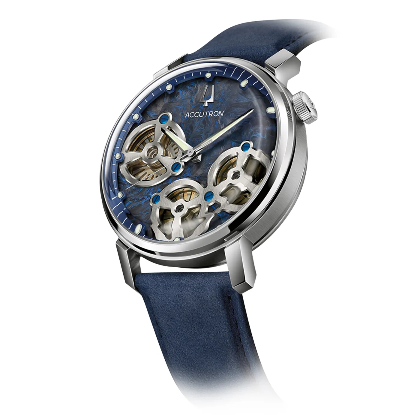 Bulova Accutron Spaceview Evolution Forged Carbon Blue Mens Watch 26A215