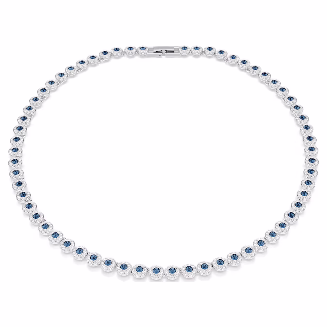 Swarovski Una Angelic necklace, round cut, blue, rhodium plated