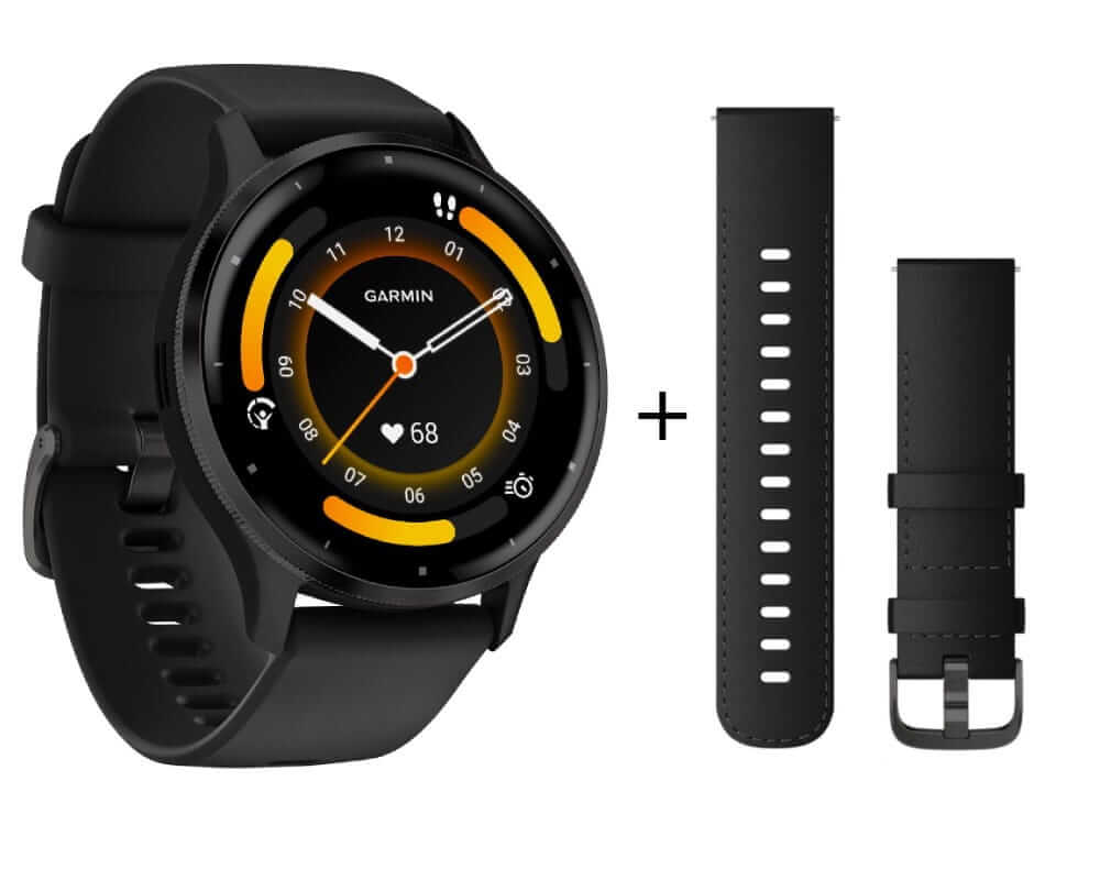 Garmin Venu 3 black/slate gray with leather strap and silicone strap men's watch 010-02784-52