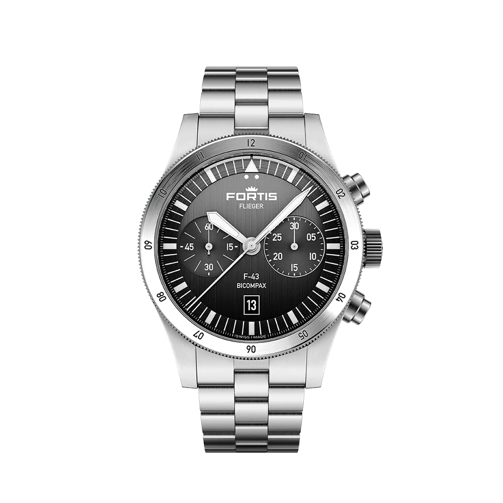 Fortis FLIEGER F-43 Bicompax Black Men's Watch F4240006