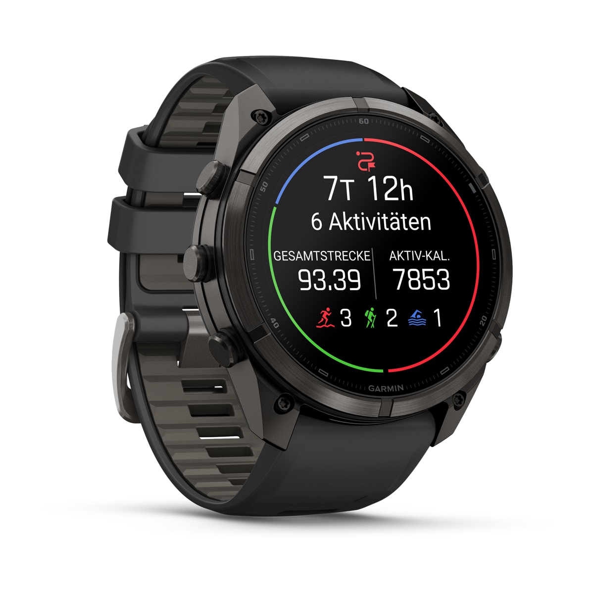 Garmin fēnix® 9 Pro inReach® - 51 mm AMOLED Sapphire Carbon Gray DLC Titanium with Black/Pebble Gray Silicone Band 010-04337-11