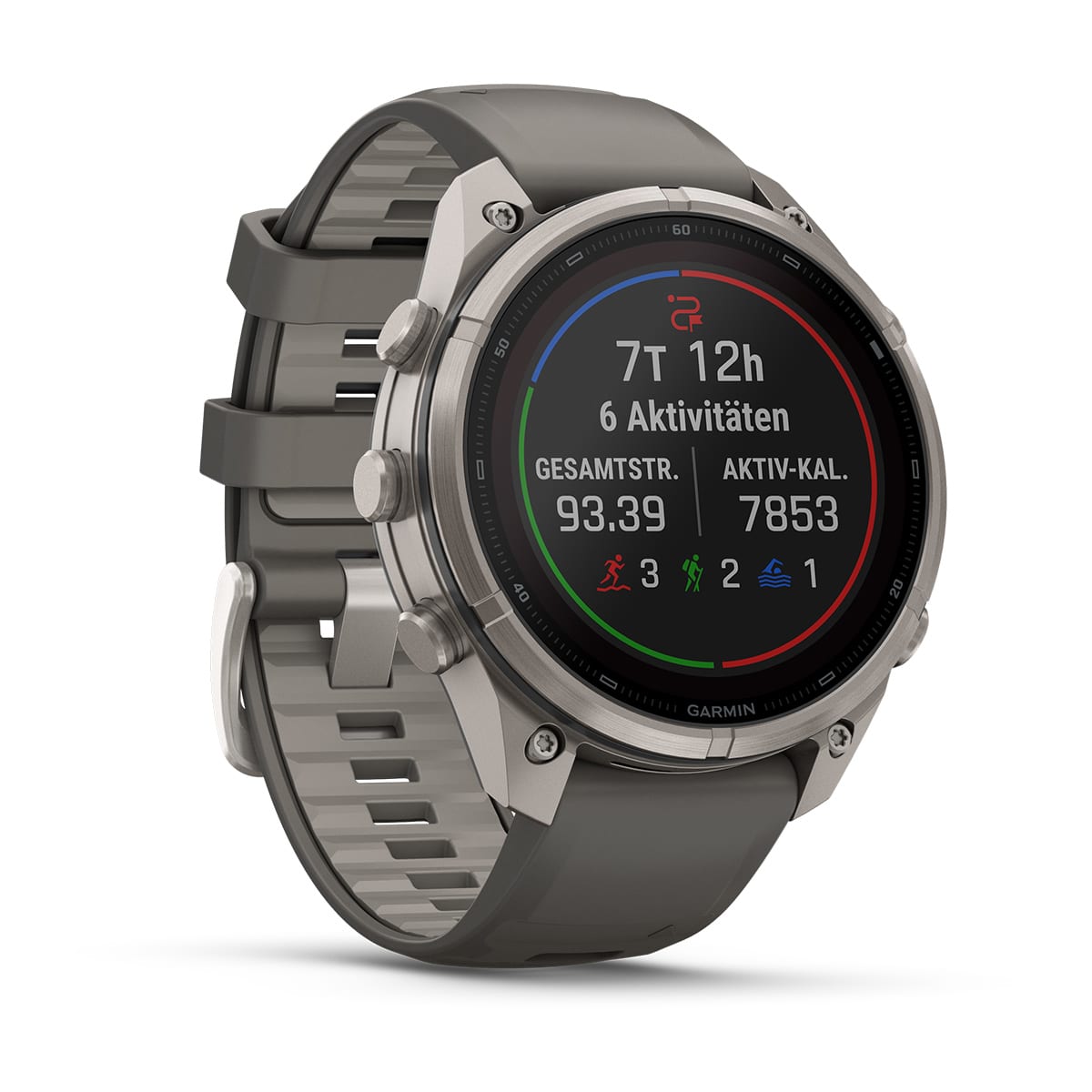Garmin fēnix® 9 Pro inReach® Solar - 47 mm MIP Sapphire Titanium with Pebble Gray/Silver Gray Silicone Band 010-04338-01