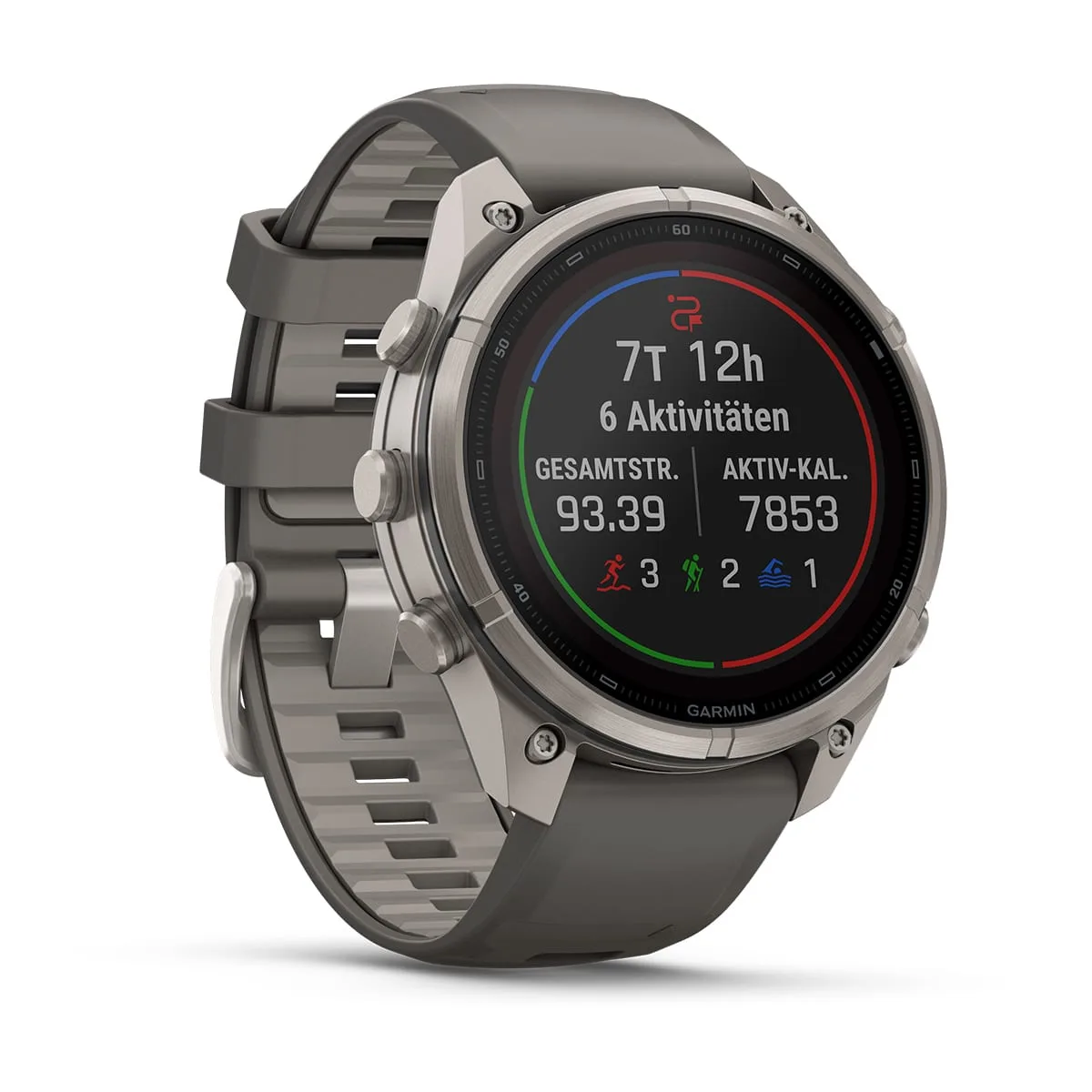 Garmin fēnix® 9 Pro inReach® Solar - 47 mm MIP Sapphire Titanium with Pebble Gray/Silver Gray Silicone Band 010-04338-01