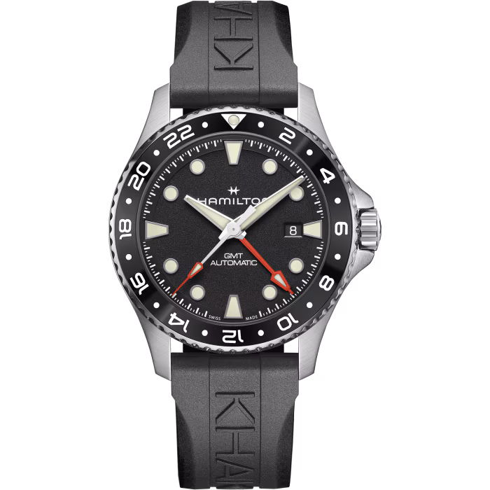 Hamilton Khaki Navy Scuba Auto GMT Black Rubber Strap 43mm Men's Watch H82555330