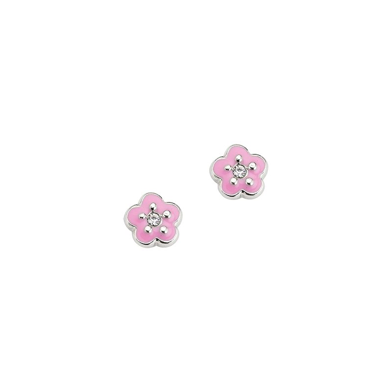CEM 925/- Silber Ohrstecker Blüte rosa BOS905082