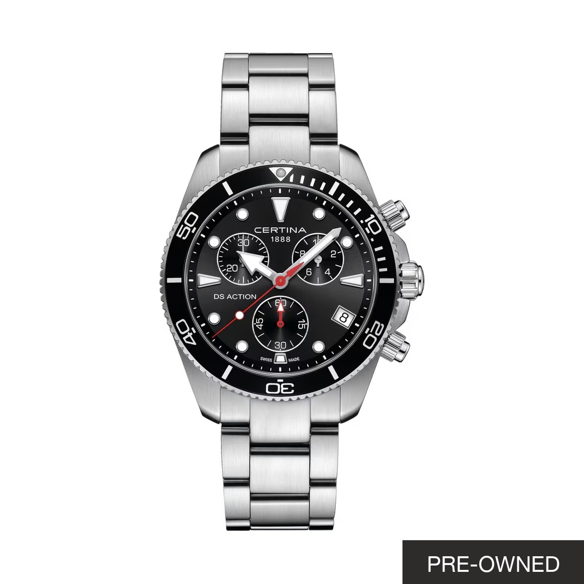 Certina DS Action Chrono, Quartz, Black, Stainless Steel 316L Men's Watch C048.417.11.051.00
