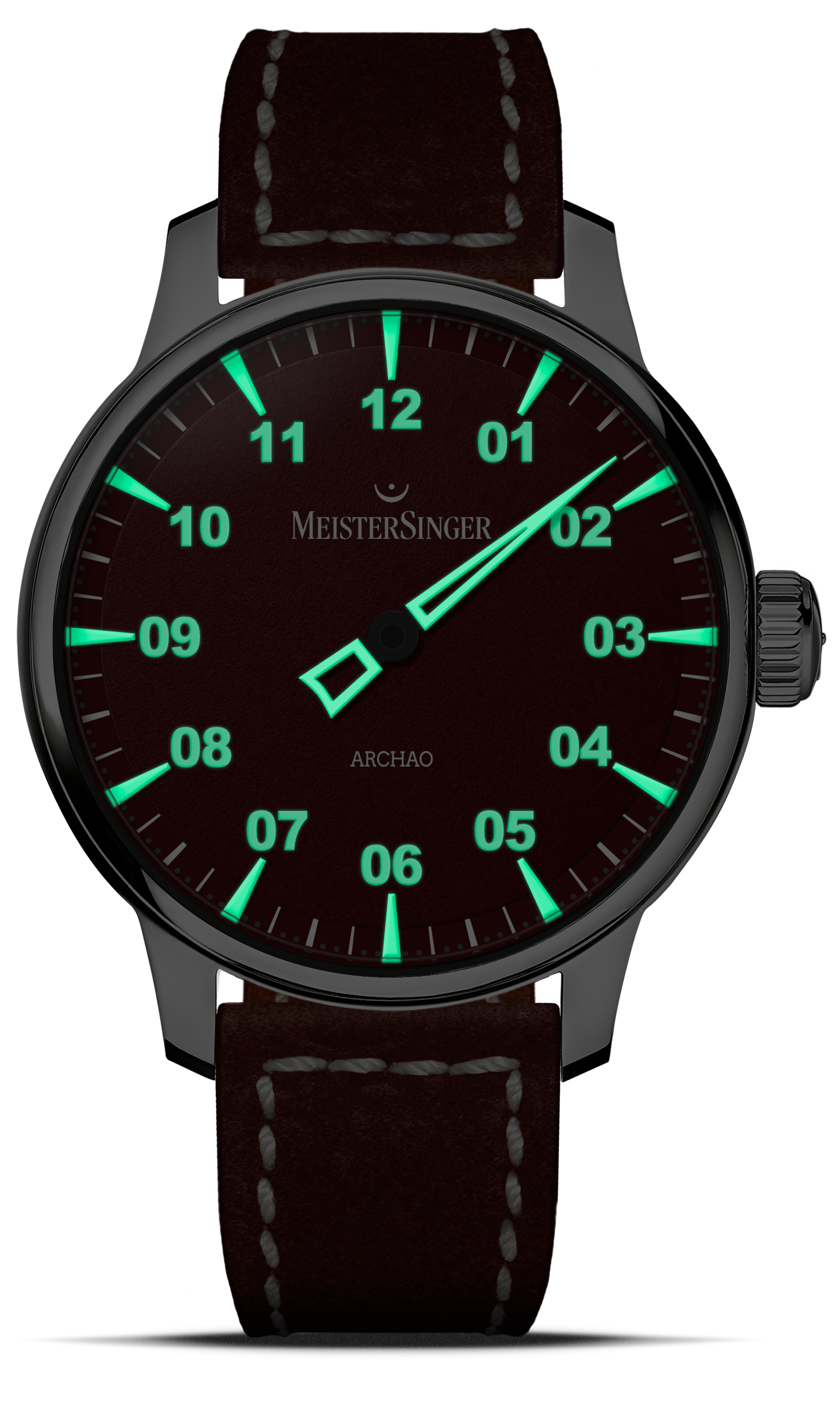 Meister Singer Archao DLC, red, automatic movement, 43mm, leather strap men's watch AR911BL