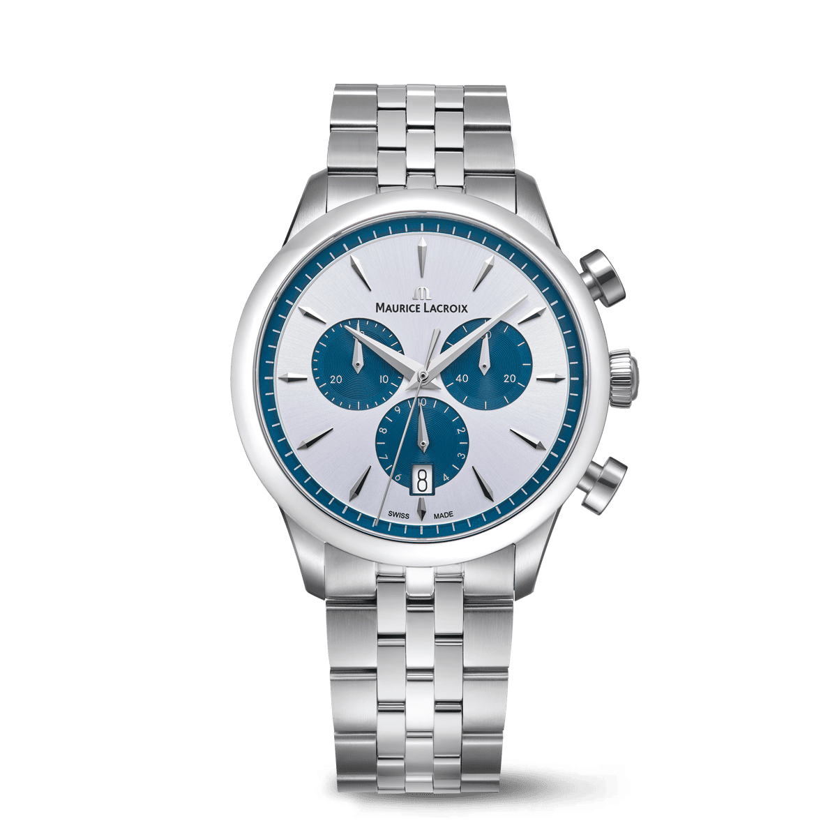 Maurice Lacroix 1975 Quartz Chronograph Blue/Silver 40MM Men's Watch 751038-SS002-131-1